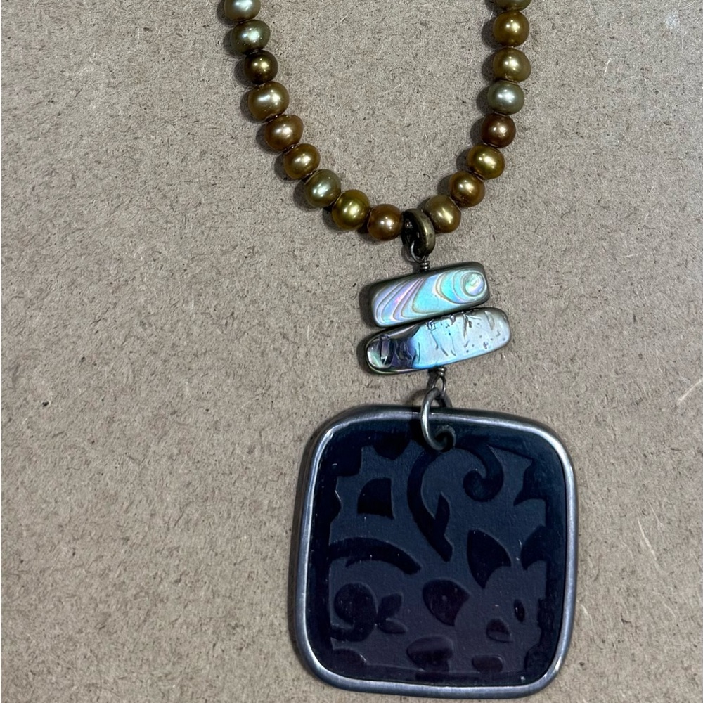 Silpada Bronze, Pearl, and Beaded Necklace